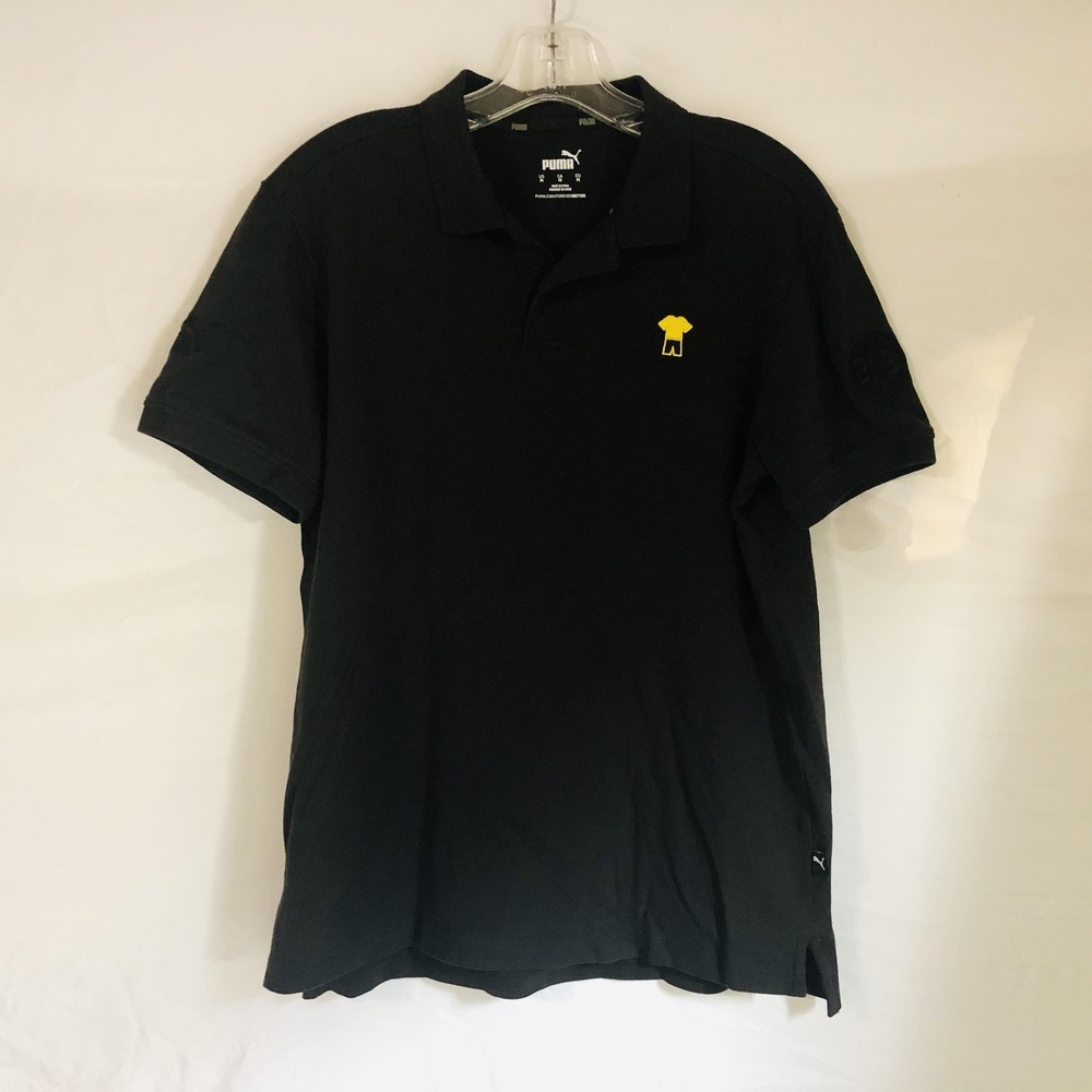 Puma Borussia Dortmund Polo Shirt Mens Medium Black Soccer BVB Embroidered Crest